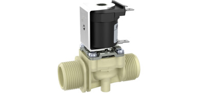 Magneetventiel, kunststof, indirect gestuurd (Servo), NC, DN10, enkel recht, buitendraad