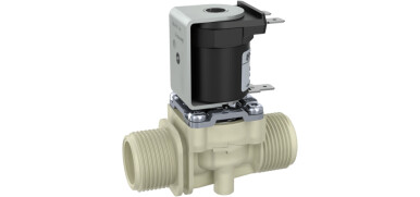 Magneetventiel, kunststof, indirect gestuurd (Servo), NC, DN13, enkel recht, buitendraad