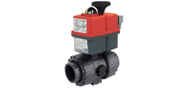 J+J Kogelkraan, 2-weg, PVC, lijmaansluiting, ISO, 6-16 bar, elektrisch bediend 12V-240V AC/DC
