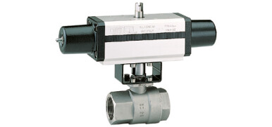 Pneumatische Kogelkraan, 2-weg, RVS, draadaansluiting, gepolijst, enkelwerkende aandrijving (SR)