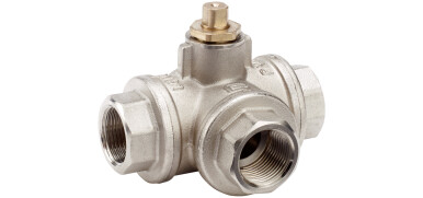 OMAL Kogelkraan, 3-weg, messing verchroomd, binnendraad, PN40, T-boring