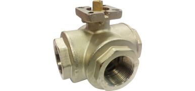 RVS Kogelkraan, 3-weg, ISO-Top, L-boring, binnendraad