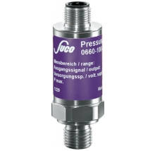 Suco Druktransmitter, Suco Transmitter, RVS 1.4305, piëzoresistieve, uitgang 0 - 10 V, max 0/600 bar, Lage druk met extra vacuum afdichting, M 12x1 – DIN EN 61076-2-101 A