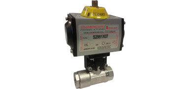 Hogedruk kogelkraan, 2-weg, Messing, ISO-Top, PN210, binnendraad, pneumatisch enkelwerkend