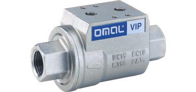 OMAL VIP Coaxiaal klep, 2-weg, messing verchroomd, binnendraad, Pneumatisch enkelwerkend