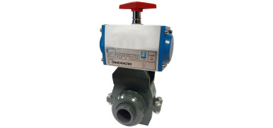 PVC Kogelkraan, 2-weg, draadaansluiting, ISO, pneumatisch dubbelwerkend